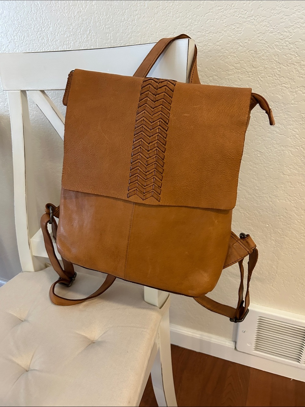 Vilencia  Holland Leather Fold-Over Backpack